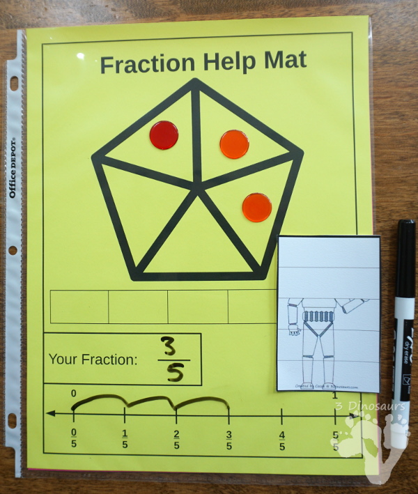 Free Easy To Use Math Help: Fraction Help Mats - 8 mats to use with learning about fractions - 3Dinosaurs.com