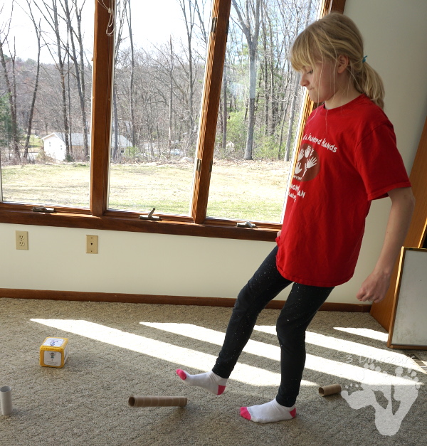 Free Paper Roll Themed Gross Motor Dice -  3 action movements included with dice and dice inserts - 3Dinosaurs.com