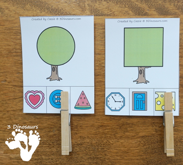 Tree Shape Themed Pack For PreK & Kindergarten - A fun pack full of shape activities with trees. It has a mix of no-prep and hands-on activities for kids for 12 shapes - 3Dinosaurs.com