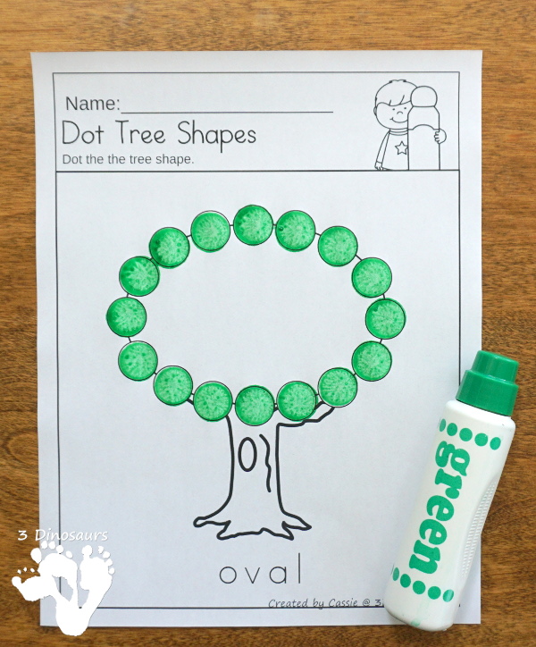 Tree Shape Themed Pack For PreK & Kindergarten - A fun pack full of shape activities with trees. It has a mix of no-prep and hands-on activities for kids for 12 shapes - 3Dinosaurs.com