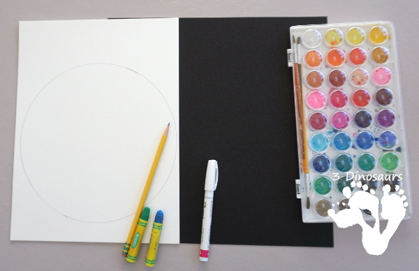 Watercolor Planet Earth Process Art - An easy and fun art project for planet Earth using watercolors and oil pastels - 3Dinosaurs.com