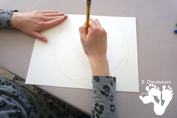 Watercolor Planet Earth Process Art - An easy and fun art project for planet Earth using watercolors and oil pastels - 3Dinosaurs.com