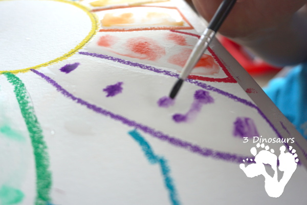 Watercolor Flower Process Art- kids can great creative and explore how water spreads things out with this craft for spring and flowers  - 3Dinosaurs.com