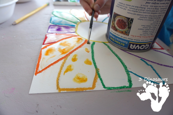 Watercolor Flower Process Art- kids can great creative and explore how water spreads things out with this craft for spring and flowers  - 3Dinosaurs.com