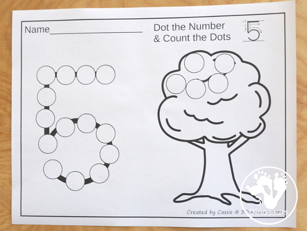 Earth Day Themed Dot the Number Count the Number: Recycle, Earth & Tree - a fun set of printables that work on numbers 0 to 20 for kids - 3Dinosaurs.com