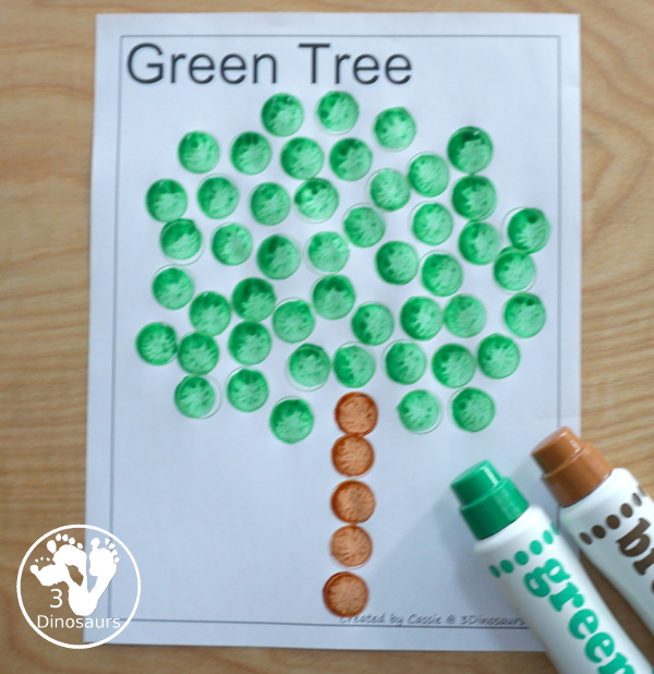 Hands-On & Fine Motor: Free Mini Earth Day Pack - fun 12 page pack with fine motor tracing, dot marker and coloring fun for Earth Day - 3Dinosaurs.com