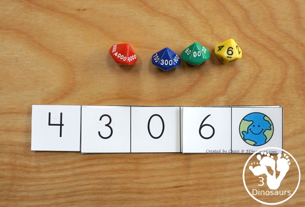 Free Earth Day Themed Place Value Arrow Cards - work on building numbers from 0 to 9999 with these earth day arrow cards. Plus use task cards to build the numbers. - 3Dinosaurs.com