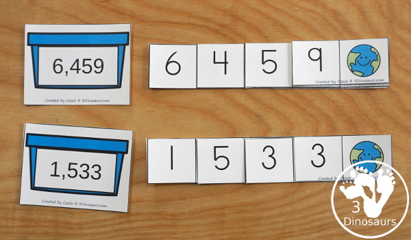 Free Earth Day Themed Place Value Arrow Cards - work on building numbers from 0 to 9999 with these earth day arrow cards. Plus use task cards to build the numbers. - 3Dinosaurs.com