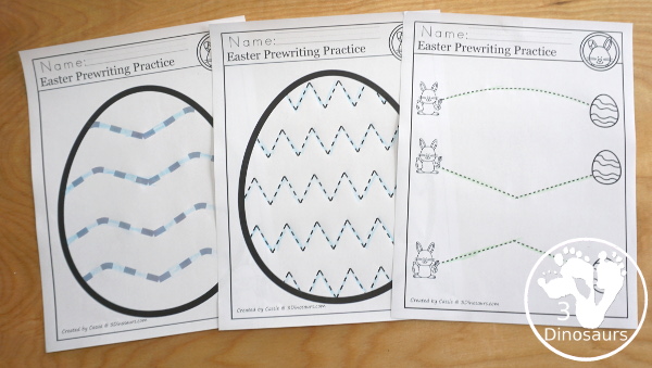 Easter Activities Pack with Prewriting, Shapes, ABCs, and Numbers - 191 pages of activities with no-prep pages, clip cards and tracing strips to help with learning skills with cute Easter Egg - 3Dinosaurs.com