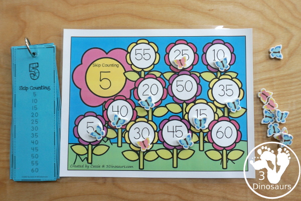 Free Flower Skip Counting Mats - numbers 1 to 12 skip counting 12 times with 12 pages of printables - 3Dinosaurs.com