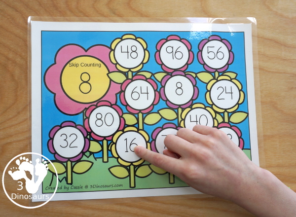 Free Flower Skip Counting Mats - numbers 1 to 12 skip counting 12 times with 12 pages of printables - 3Dinosaurs.com
