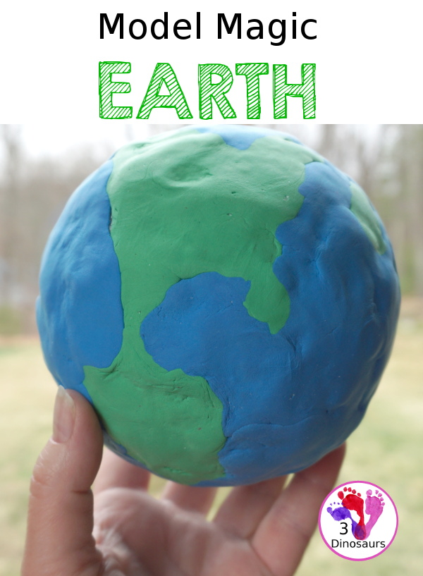 Model Magic Earth Craft - a super simple craft that different ages can make that works great for a fine motor craft for Earth Day or learning about space - 3Dinosaurs.com