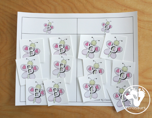 Free Romping & Roaring B Pack - B is for Butterfly theme with prewriting, writing, puzzles, dot marker letters, letter finds and more - 3Dinosaurs.com