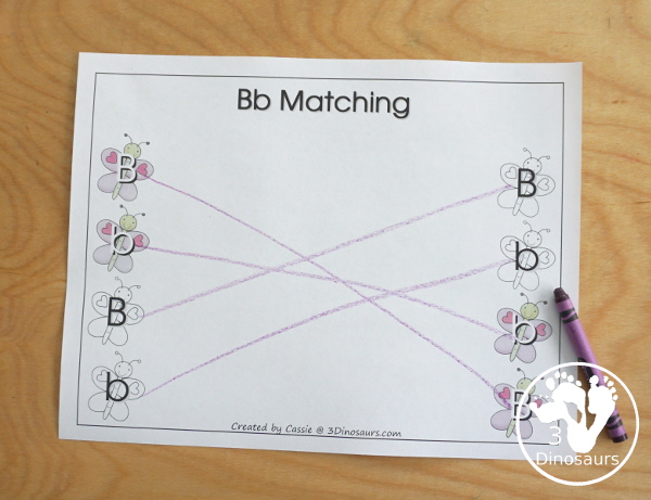 Free Romping & Roaring B Pack - B is for Butterfly theme with prewriting, writing, puzzles, dot marker letters, letter finds and more - 3Dinosaurs.com