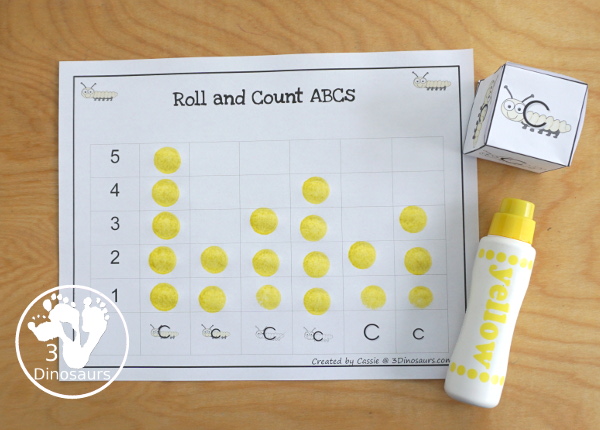 Free Romping & Roaring C Pack - C is for Caterpillar theme with prewriting, writing, puzzles, dot marker letters, letter finds and more - 3Dinosaurs.com