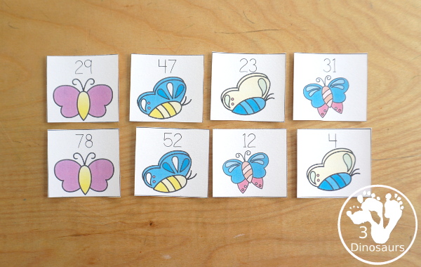 Free Bug Sorting Even & Odd - you have an even and odd sorting mat, even and numbers with butterflies and a recording mat for the numbers. - 3Dinosaurs.com
