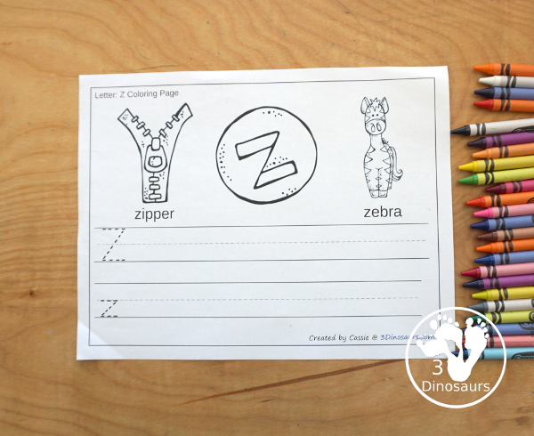 Free ABC Coloring and Tracing Printable - with tracing letters and trace and write letters options for the letter handwriting with uppercase letters and lowercase letters together - 3Dinosaurs.com