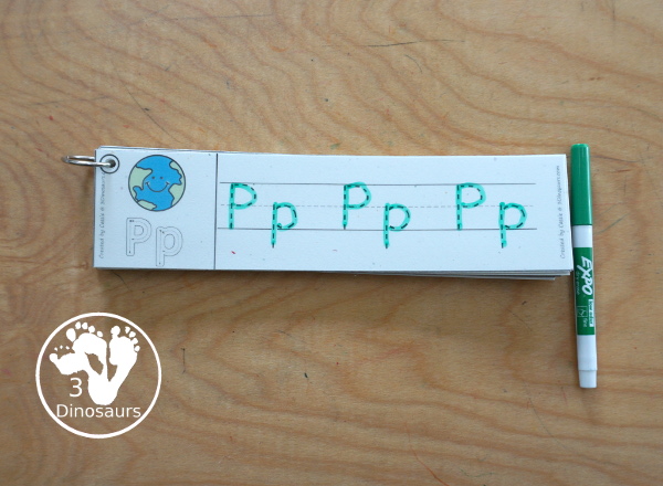 Free Earth ABC Tracing Strips - with uppercase and lowercase together. You have fun kids with an Earth plus you can see an example of how to trace the letters - 3Dinosaurs.com