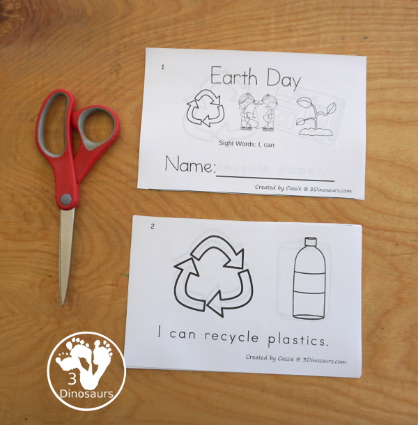 Free Earth Day Easy Read Book - with an 8 page book with kids that kids can do to help the Earth with sight words I can- 3Dinosaurs.com