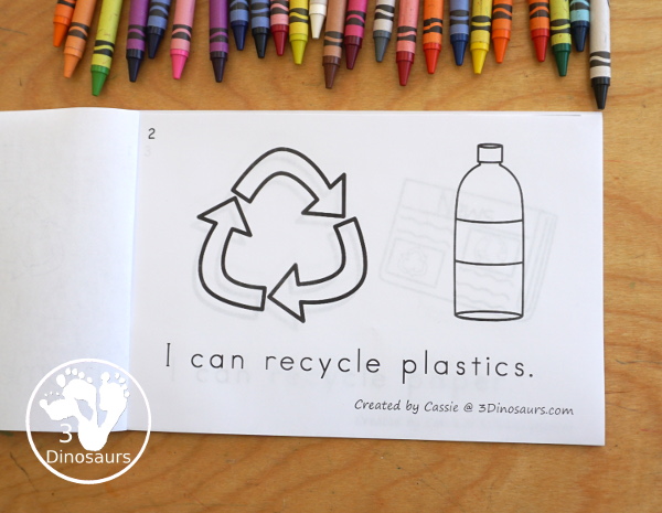 Free Earth Day Easy Read Book - with an 8 page book with kids that kids can do to help the Earth with sight words I can- 3Dinosaurs.com