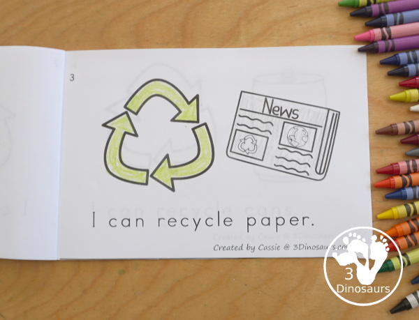 Free Earth Day Easy Read Book - with an 8 page book with kids that kids can do to help the Earth with sight words I can- 3Dinosaurs.com