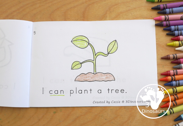 Free Earth Day Easy Read Book - with an 8 page book with kids that kids can do to help the Earth with sight words I can- 3Dinosaurs.com