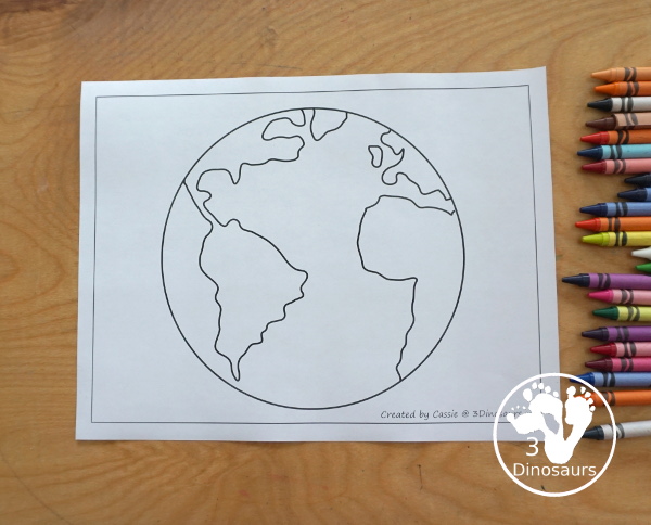 Free Earth Fine Motor Mats For Kids with an Earth Template, Earth tracing and Earth Q-tip Printables. Great fine motor mats for Earth Day or a Space Theme - 3Dinosaurs.com
