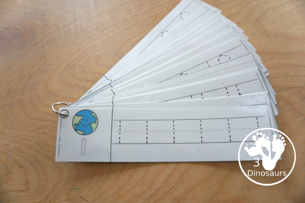 Free Earth Number Tracing Strips - with numbers 0 to 20. You can tracing the numbers and an example of how to trace the numbers on the strips, plus an Earth on each tracing strip. - 3Dinosaurs.com