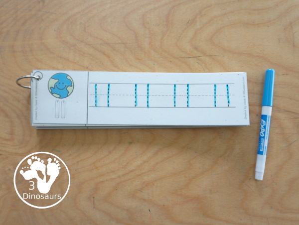 Free Earth Number Tracing Strips - with numbers 0 to 20. You can tracing the numbers and an example of how to trace the numbers on the strips, plus an Earth on each tracing strip. - 3Dinosaurs.com