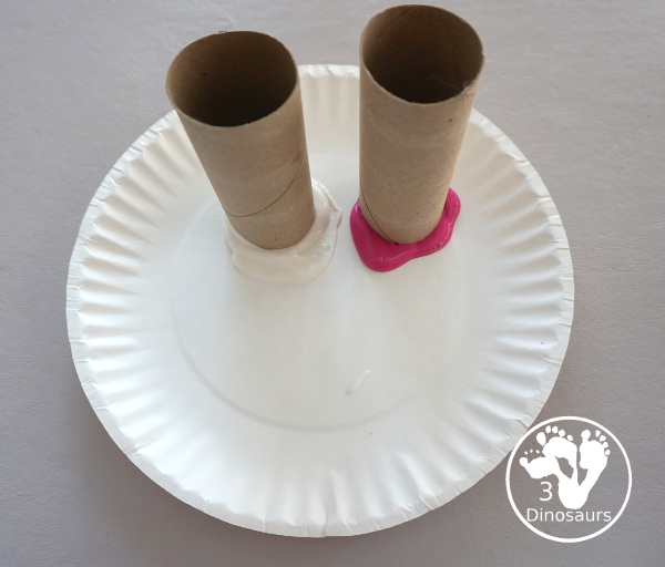 Paper Roll Painted Spring Tree is a fun spring painting with watercolor trunk and paper roll painted pink and white tree. Super easy for kids to do - 3Dinosaurs.com