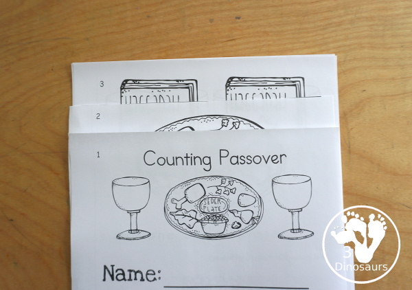 Free Passover Counting Easy Reader Book 1 to 10 - with different parts of the Seder for kids to count and learn numbers with parts of the Seder. - 3Dinosaurs.com