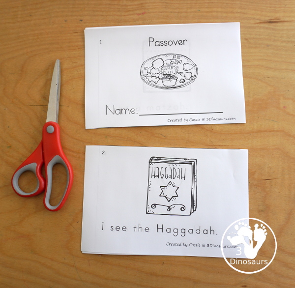 Free Passover Easy Reader Book - with different parts of the Seder for kids to read and learn about in a fun 10 page easy reader book - 3Dinosaurs.com