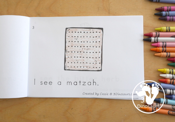 Free Passover Easy Reader Book - with different parts of the Seder for kids to read and learn about in a fun 10 page easy reader book - 3Dinosaurs.com