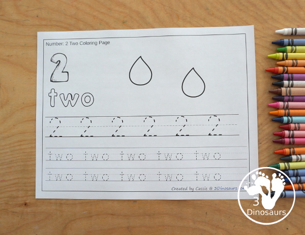 Free Rain Number Color & Trace - Numbers o to 10 with counting the raindrop and tracing the number and number word for each number with 11 pages of printables for prek and kindergarten - 3Dinosaurs.com