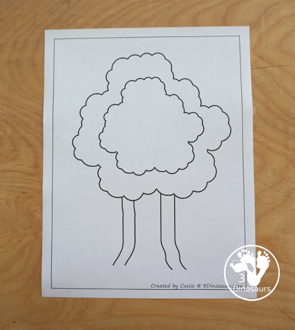 Free Tree Fine Motor Mat Printables with 2 tracing tree, 2 tree templates, 2 tree dot markers and 1 tree playdough mat - 3Dinosaurs.com