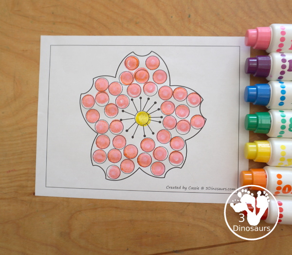 Free Cherry Blossom Fine Motor Mats has 2 cherry blossom templates, 1 cherry blossom tracing worksheet, 1 cherry blossom dot marker page, and 1 cherry blossom q-tip page - Easy Fine motor mats for the spring - 3Dinosaurs.com