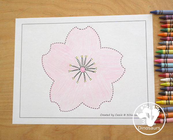 Free Cherry Blossom Fine Motor Mats has 2 cherry blossom templates, 1 cherry blossom tracing worksheet, 1 cherry blossom dot marker page, and 1 cherry blossom q-tip page - Easy Fine motor mats for the spring - 3Dinosaurs.com