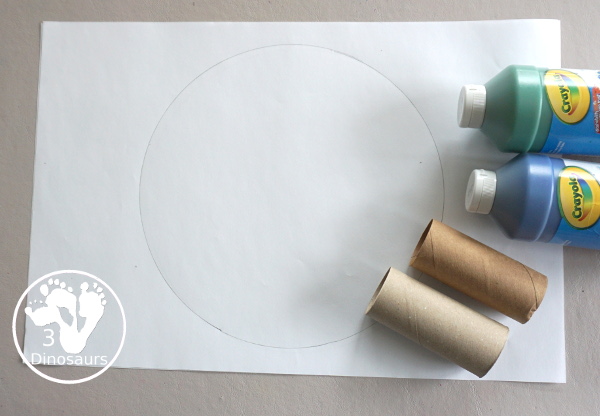 Paper Roll Painted Earth for Earth Day - fun process art projects that kids can do with paper rolls - 3Dinosaurs.com