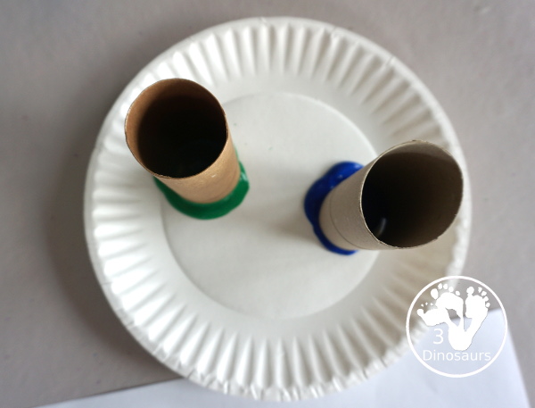 Paper Roll Painted Earth for Earth Day - fun process art projects that kids can do with paper rolls - 3Dinosaurs.com