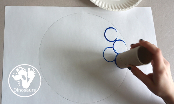 Paper Roll Painted Earth for Earth Day - fun process art projects that kids can do with paper rolls - 3Dinosaurs.com