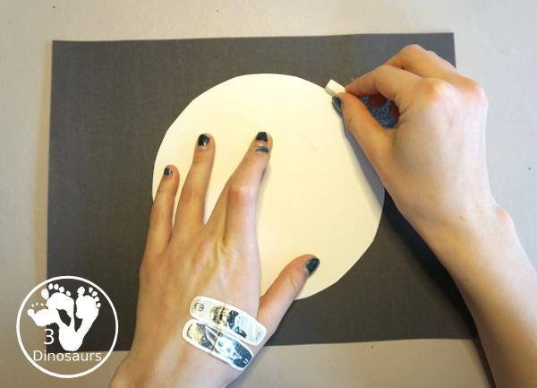 Total Solar Eclipse Pastel Craft - made with a black construction paper and a white chalk pastel - 3Dinosaurs.com