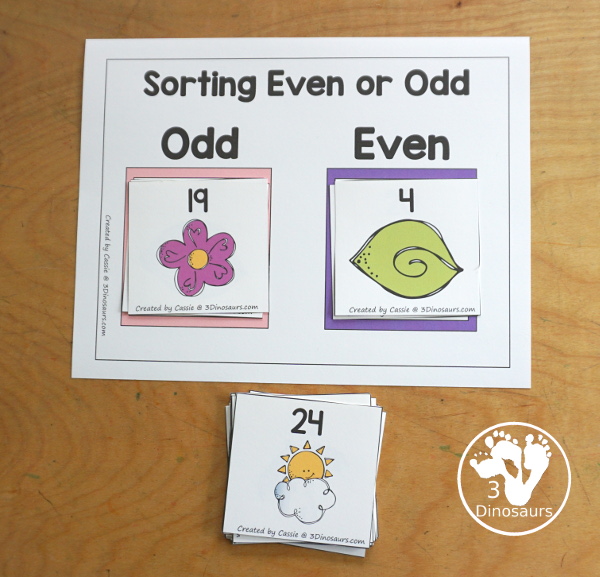 Spring Mini Pack with Number Printables: Even and odd, counting, color by size and count, counting and color kite book - 3Dinosaurs.com