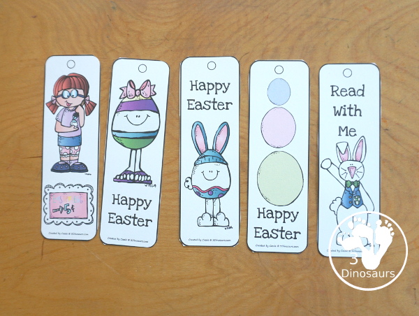 Free Easter Themed Bookmarks - 2 pages of printables with 8 bookmarks - Fun Easter themes and phrases on the bookmarks. - 3Dinosaurs.com