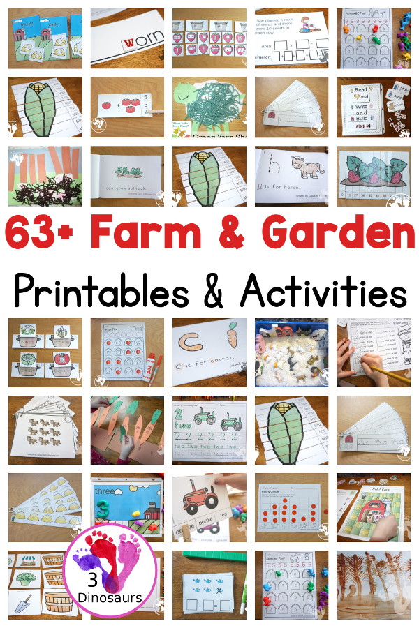 63+ Farm & Garden Themed Activities & Printables - farm crafts, farm printables, farm ABC activities, farm number activities, farm math printables, farm learning to read printables for kids - 3Dinosaurs.com