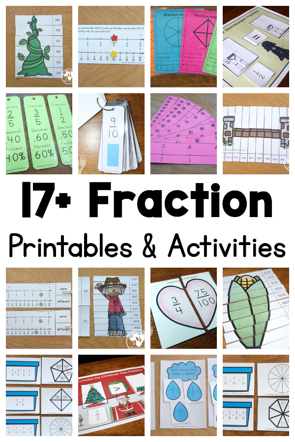 Fraction Activities & Printables on 3Dinosaurs.com