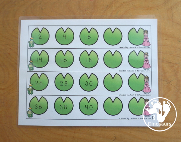 Free Frog Prince Skip Counting Strips Printables - 4 skip counting strips for skip counting by 2, 5 and 10. Easy way to work on skip counting forward and then skip counting the missing numbers or writing them on the strips with a matching worksheet. - 3Dinosaurs.com