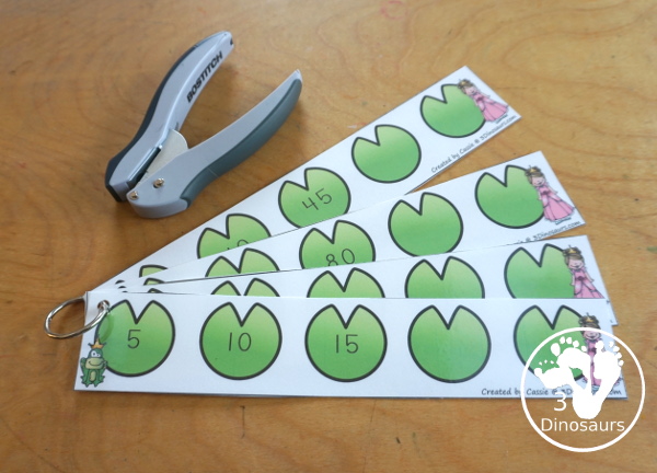 Free Frog Prince Skip Counting Strips Printables - 4 skip counting strips for skip counting by 2, 5 and 10. Easy way to work on skip counting forward and then skip counting the missing numbers or writing them on the strips with a matching worksheet. - 3Dinosaurs.com