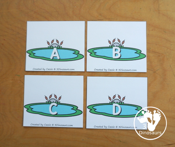Free Frog Prince ABC Matching Printable - you have an uppercase letter with matching lowercase letter and picture with a beginning sound. A fun letter activity for the Frog Prince Story. 3Dinosaurs.com