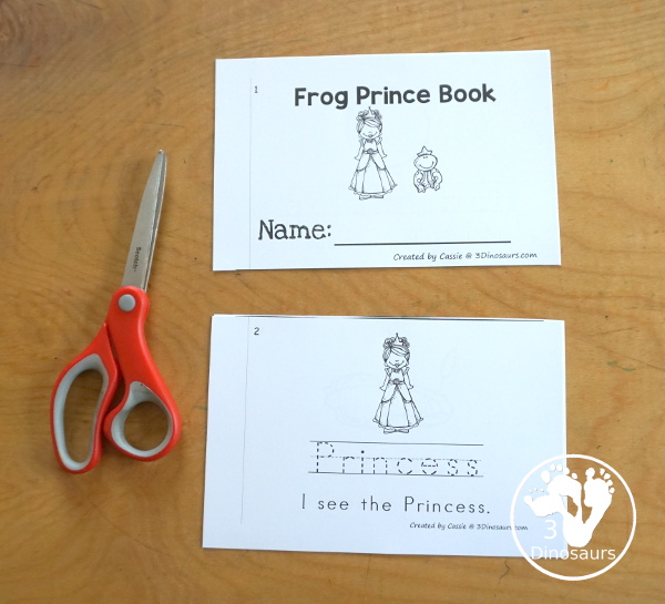 Free Frog Prince Easy Reader Book With Tracing with tracing. This enjoyable 8-page book features various words from the story for kids to trace and then read the corresponding sentences. It is a super simple, easy reader book for children based on the Frog Prince story. - 3Dinosaurs.com