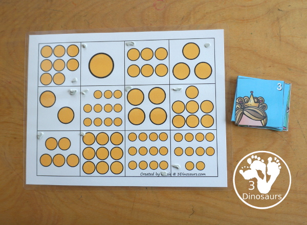 Free Frog Prince Number Counting Puzzle Printable - a number puzzle for 1 to 12 with counting golden balls on the puzzle mat and matching numbers on the puzzle pieces. A great prek and kindergarten puzzle for kids. - 3Dinosaurs.com